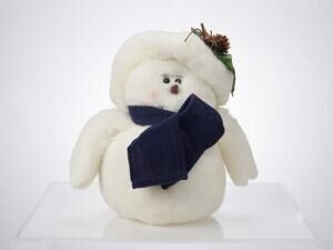 Vintage Plush Snowman Holiday Decoration, Soft Winter Scarf and Hat Home Decor